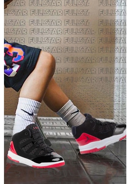 Jordan Max Aura Boys Shoes Leather Hakiki Deri Bilekli Çocuk Spor Ayakkabı Siyah