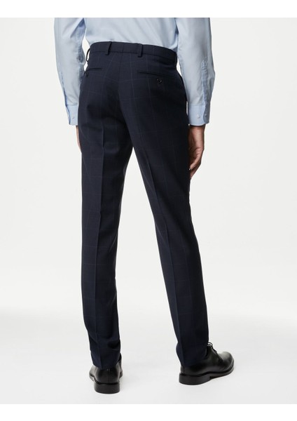 Slim Fit Ekose Desenli Yün Pantolon fırsatları