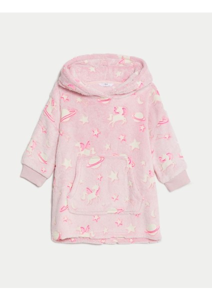 Marks & Spencer Unicorn Desenli Kapüşonlu Polar Sabahlık