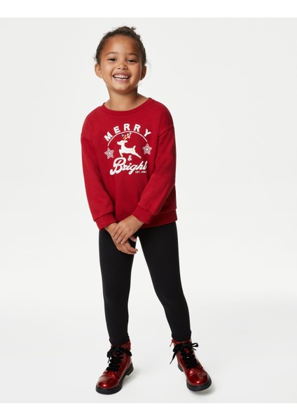 Marks & Spencer Yılbaşı Temalı Yuvarlak Yaka Sweatshirt