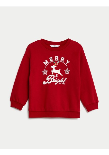 Marks & Spencer Yılbaşı Temalı Yuvarlak Yaka Sweatshirt