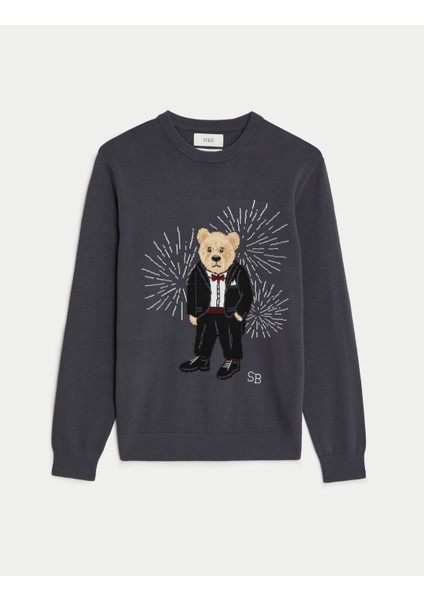 Saf Pamuklu Spencer Bear™ Kazak