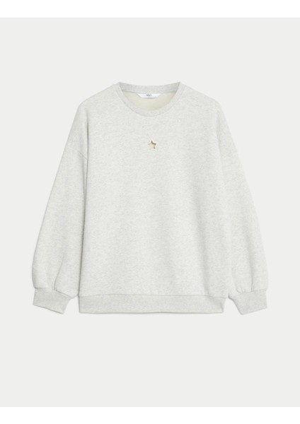 Marks & Spencer Yıldız Desenli Yuvarlak Yaka Sweatshirt