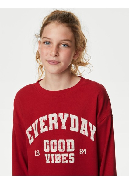 Slogan Desenli Yuvarlak Yaka T-Shirt