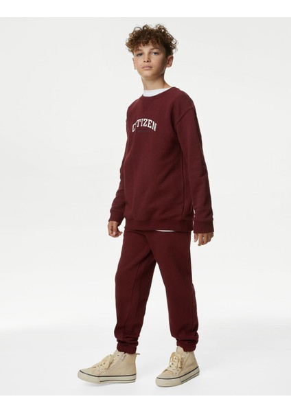 Marks & Spencer Slogan Desenli Yuvarlak Yaka Sweatshirt