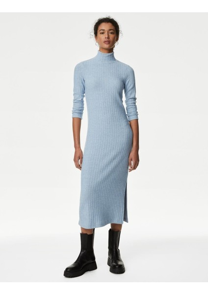 Regular Fit Midi Triko Elbise