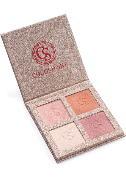 Bright 4 Renk Aydınlatıcı Highlighter Paleti, Yüksek Pigmentasyon, Yumuşak Doku, Gün Boyu Kalıcılık modelleri