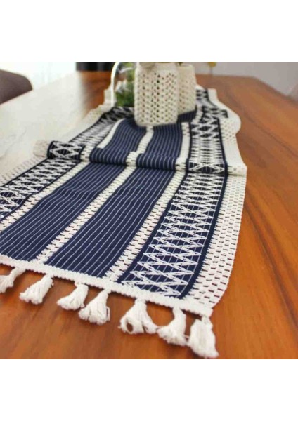 Pamuklu Şal Motif Dantel Örgü Runner 35X150