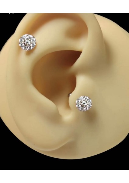By Dilek Çetin Acessorry Cerrahi Çelik Petek Model Kıkırdak Helix Tragus Piercing (1ADET)