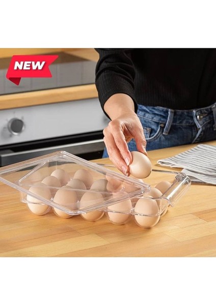 15 Bölmeli Kapaklı Yumurta Saklama Kabı Buzdolabı Organizer