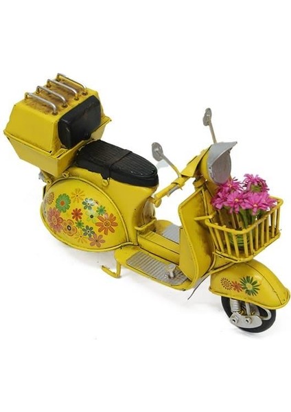 Vintage Dekoratif Sepetli Metal Scooter fırsatları