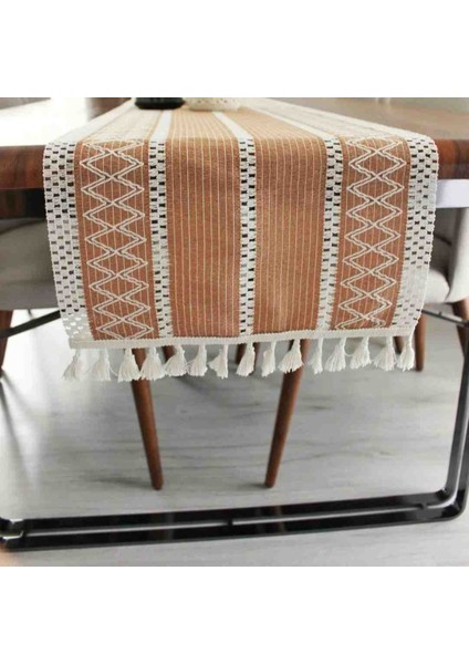 Pamuklu Şal Motif Dantel Örgü Runner 35X150