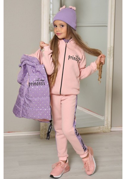 Kız Çocuk Şişme Yelekli 5'li Eşofman Takım modelleri