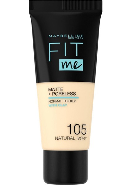 RT-1711 Mucize Makyaj Süngeri ve Maybelline New York Fit Me Matte+Poreless Fondöten 105 Natural Ivory 2li Set