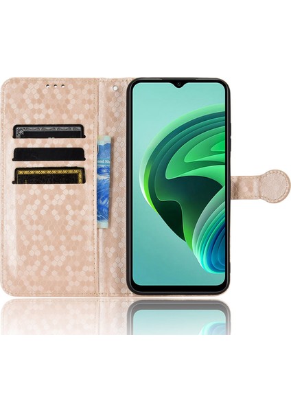 Xiaomi Için Redmi Not Not 11E 5g/redmi 10 5g/redmi 10 Prime+ 5g Baskı Dot Desen Pu Deri Telefon Kılıf Cüzdan Stand Flip Cover Gold Gold (Yurt Dışından)