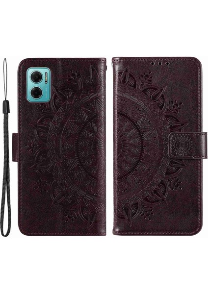 Xiaomi Için Redmi Note 11E 5g/redmi 10 5g/redmi 10 Prime+ 5g Contom Anti-Cüzdan Stand Tasarımı Baskılı Mandala Çiçek Pu Deri Telefon Flip Cover Telefon Vaka-Kahverengi (Yurt Dışından)