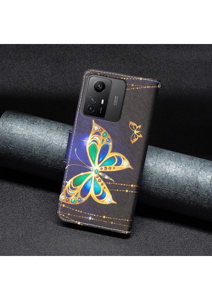 Xiaomi Redmi Için Not 12S 4g Desen Baskı Telefon Kılıfı Pu Deri Deri Stand Cüzdan Flip Kapak-Yahudi Kelebek (Yurt Dışından) indirimleri