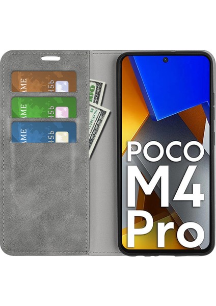 Xiaomi Için Poco M4 Pro 4g Manyetik Otomatik Absorbed Stand Kapak Cilt Touch Hissed Pu Deri Cüzdan Telefonu Case-Grey (Yurt Dışından) fırsatları