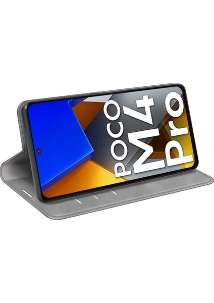 Xiaomi Için Poco M4 Pro 4g Manyetik Otomatik Absorbed Stand Kapak Cilt Touch Hissed Pu Deri Cüzdan Telefonu Case-Grey (Yurt Dışından) indirimleri
