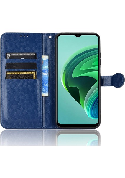 Xiaomi Için Redmi Note 11E 5g/redmi 10 5g/redmi 10 Prime+ 5g Baskı Dot Pot Desen Deri Telefon Kılıf Cüzdan Stand Flip Cover-Dark Mavi (Yurt Dışından)