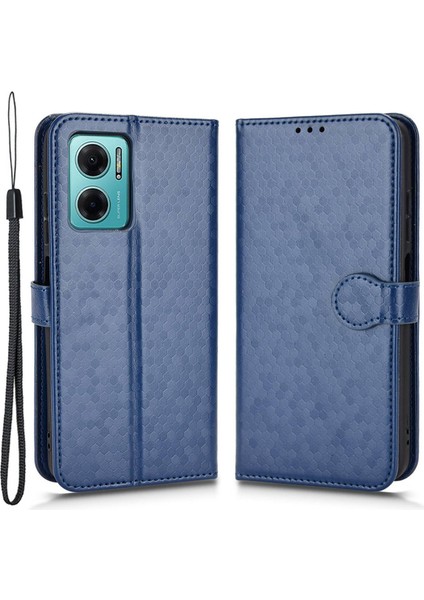 Xiaomi Için Redmi Note 11E 5g/redmi 10 5g/redmi 10 Prime+ 5g Baskı Dot Pot Desen Deri Telefon Kılıf Cüzdan Stand Flip Cover-Dark Mavi (Yurt Dışından)