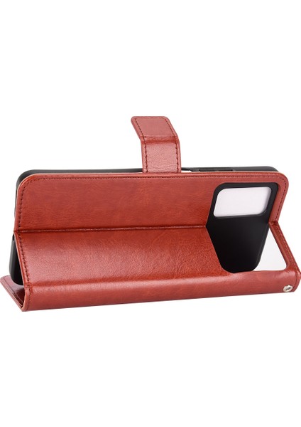 Xiaomi Için Poco M4 Pro 4g Deri Flip Cüzdan Kabuğu Çılgın At Doku Stand Fonksiyonu Yumuşak Tpu Strap-Brown (Yurt Dışından) modelleri