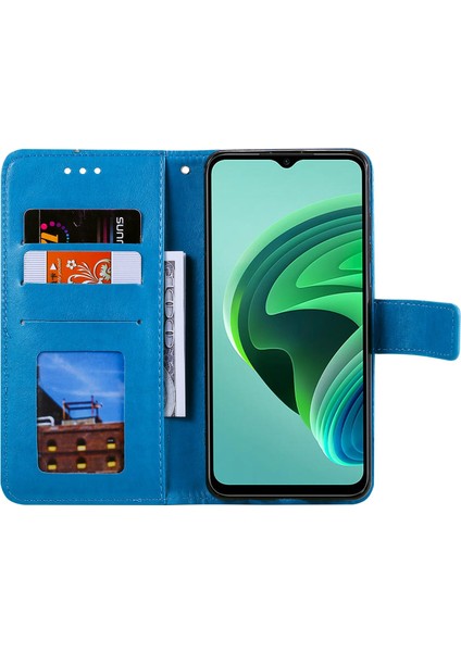 Xiaomi Için Redmi Note 11E 5g/redmi 10 5g/redmi 10 Prime+ 5g Contizasyon Anti-Cüzdan Stand Tasarımı Mandala Çiçek Pu Deri Telefon Flip Kapak Telefon Kılıf Mavisi (Yurt Dışından)