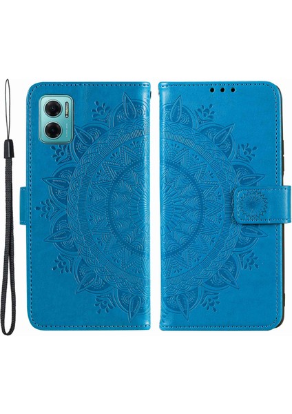 Xiaomi Için Redmi Note 11E 5g/redmi 10 5g/redmi 10 Prime+ 5g Contizasyon Anti-Cüzdan Stand Tasarımı Mandala Çiçek Pu Deri Telefon Flip Kapak Telefon Kılıf Mavisi (Yurt Dışından)