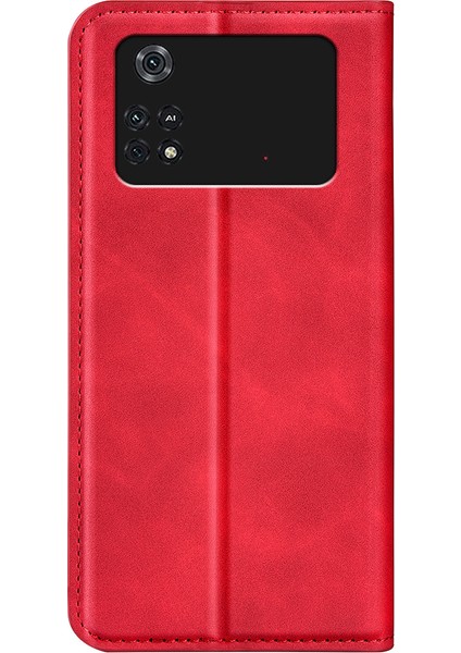 Xiaomi Için Poco M4 Pro 4g Manyetik Otomatik Absorbed Stand Kapak Cilt Touch Hissed Pu Deri Cüzdan Telefon Kedisi (Yurt Dışından) modelleri