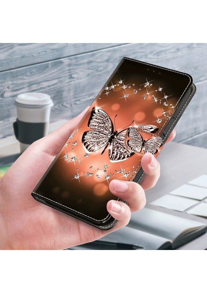 Xiaomi Redmi Için Telefon Kılıfı Not 12 5g (Çin)/(Hindistan)/(Global)/poco X5 5g, Pu Deri 3D Desen Stand Stand Flip Cüzdan Kapak Crystal Kelebek (Yurt Dışından) indirimleri