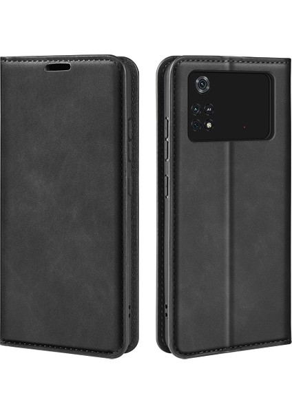 Xiaomi Için Poco M4 Pro 4g Manyetik Otomatik Absorbed Stand Kapak Cilt Touch Hissed Pu Deri Cüzdan Telefon Vaka-Black (Yurt Dışından) fiyatları