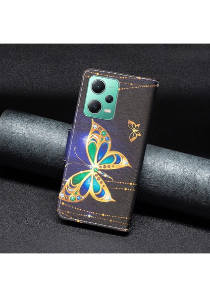 Xiaomi Redmi Için Note 12 5g (Global)/(Hindistan)/(Çin)/poco X5 5g Deri Cüzdan Telefon Kılıf Desen Baskı Stand Kapak-Yahudi Kelebek (Yurt Dışından) indirimleri
