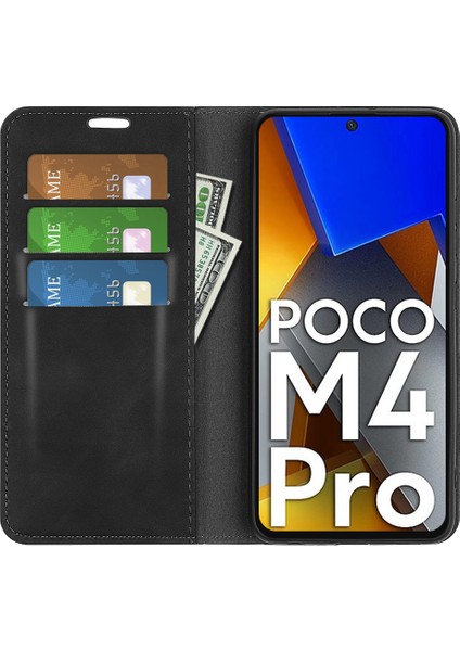 Xiaomi Için Poco M4 Pro 4g Manyetik Otomatik Absorbed Stand Kapak Cilt Touch Hissed Pu Deri Cüzdan Telefon Vaka-Black (Yurt Dışından) fırsatları
