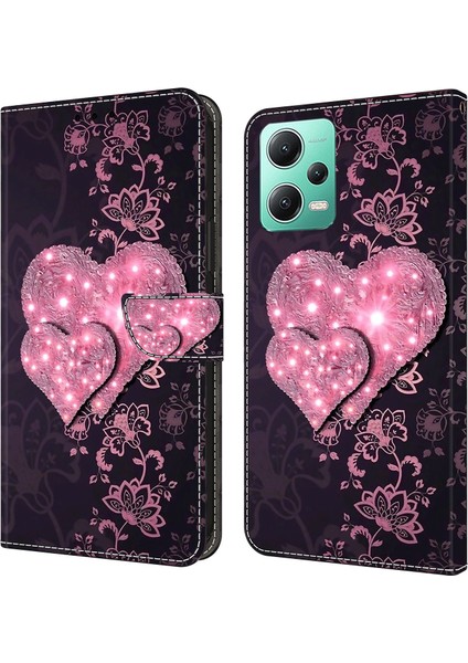 Xiaomi Redmi Için Telefon Kılıfı Not 12 5g (Çin)/(Hindistan)/(Global)/poco X5 5g, Pu Deri 3D Desen Stand Flip Cüzdan Kapak-Dövüş Kalpleri (Yurt Dışından) fiyatları