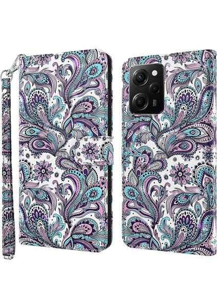 Xiaomi Redmi Için Note 12 Pro 5g/note 12 Pro Speed ​​5g/poco X5 Pro 5g Deri Telefon Kılıfı 3D Desen Baskı Kapak Standı Stand Cüzdan-Doğru Impatiens (Yurt Dışından) fiyatları
