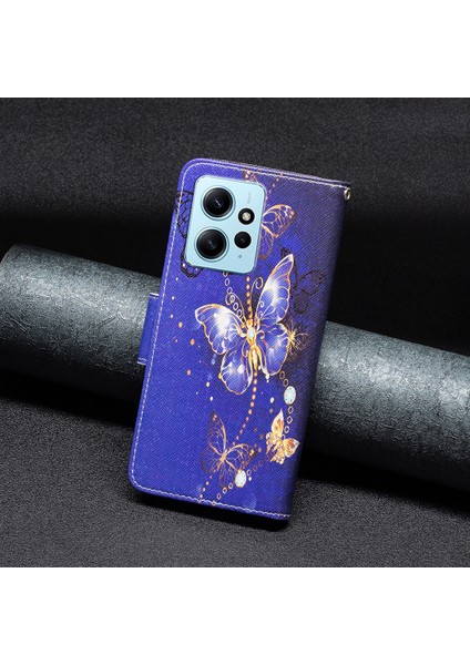Xiaomi Için Redmi Note 12 4g Desen Baskı Deri Stand Telefon Kılıfı Cüzdan Kapak-Melez Kelebekler (Yurt Dışından)