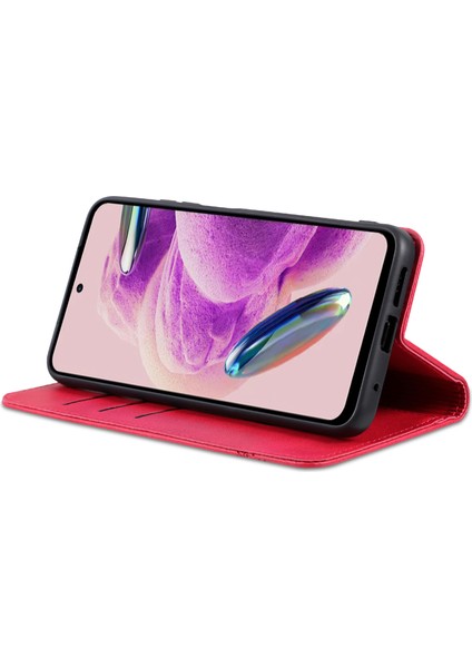 Xiaomi Için Redmi Note 12S 4g Görüntüleme Standı Pu Deri Cüzdan Kılıfı Folio Telefon Kapak-Kırmızı (Yurt Dışından) modelleri