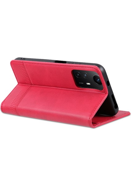 Xiaomi Için Redmi Note 12S 4g Görüntüleme Standı Pu Deri Cüzdan Kılıfı Folio Telefon Kapak-Kırmızı (Yurt Dışından) fırsatları