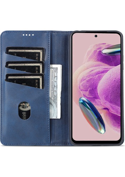 Xiaomi Için Redmi Note 12S 4g Görüntüleme Standı Pu Deri Cüzdan Kılıfı Flip Folio Telefon Kapak Blue (Yurt Dışından)