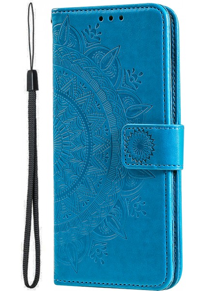 Xiaomi Için Redmi Note 12 Turbo/poco F5 5g Cüzdan Pu Deri Kılıf Mandala Çiçek Desprint Stand Kapak-Mavisi (Yurt Dışından)