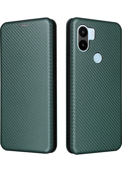 Xiaomi Için Redmi A1+ 4g/a2+ 4g/poco C50 4g Ön Çizim Pu Deri Telefon Kılıf Kart Yuvası Standı Karbon Fiber Doku Manyetik Flip Kapak Yeşili (Yurt Dışından) fiyatları