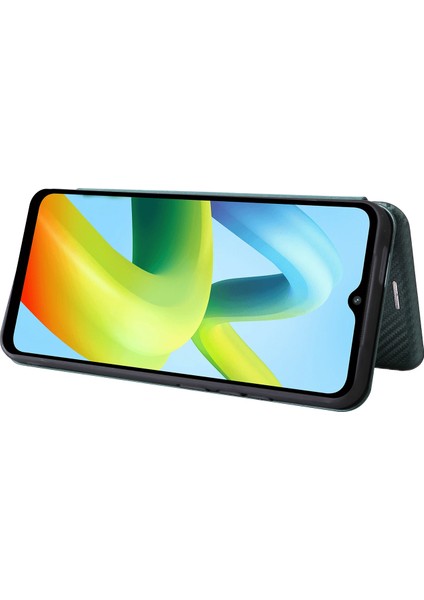Xiaomi Için Redmi A1+ 4g/a2+ 4g/poco C50 4g Ön Çizim Pu Deri Telefon Kılıf Kart Yuvası Standı Karbon Fiber Doku Manyetik Flip Kapak Yeşili (Yurt Dışından) indirimleri