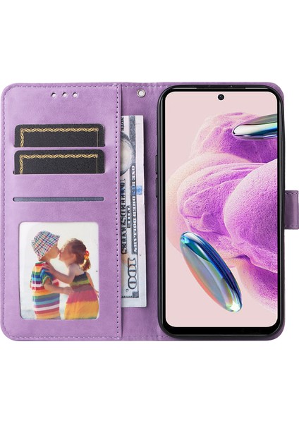 Xiaomi Için Redmi Note 12S 4g Anti-Dut Pu Deri Deri Flip Telefon Kılıfı Baskılı Ayçiçeği Stand Cüzdan Kapak Morası (Yurt Dışından)