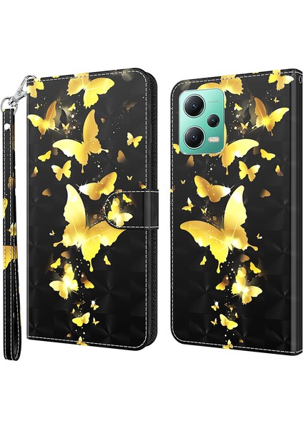 Xiaomi Redmi Için Note 12 5g (Çin)/(Hindistan)/(Global)/poco X5 5g Deri Telefon Kılıfı 3D Desen Baskı Stand Standı Cüzdan Kablos (Yurt Dışından) fiyatları