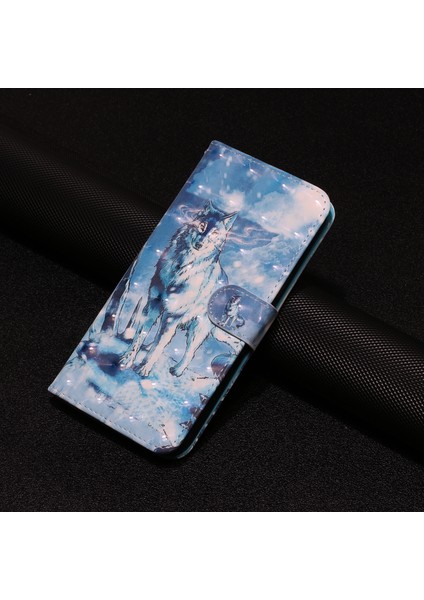 Xiaomi Için Poco X5 Pro 5g/redmi Note 12 Pro Hız 5g/not 12 Pro 5g 3D Desen Baskı Telefon Kılıfı Pu Deri Cüzdan Stand Önleme Anti-Drop Snow Wolf (Yurt Dışından) fırsatları