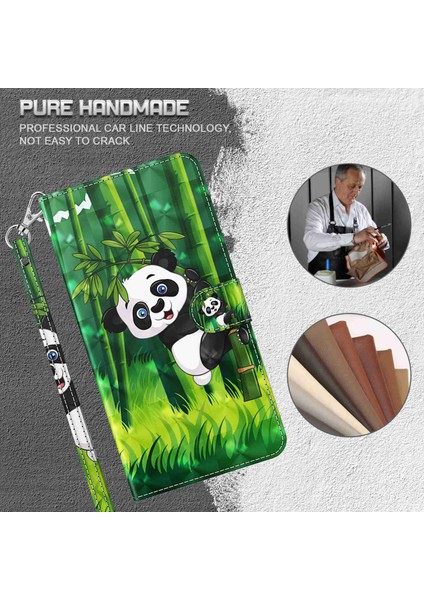 Xiaomi Redmi Için Note 12 5g (Çin)/(Hindistan)/(Global)/poco X5 5g Deri Telefon Kılıfı 3D Desen Baskı Stand Standı Cüzdan Kapak Panda Tırmanma (Yurt Dışından) modelleri