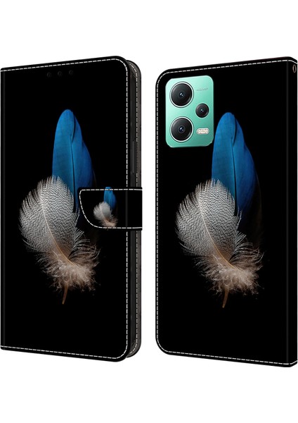 Xiaomi Redmi Için Telefon Kılıfı Not 12 5g (Çin)/(Hindistan)/(Global)/poco X5 5g, Pu Deri 3D Desen Stand Flip Cüzdan Kapak Iki Tüyler (Yurt Dışından) fiyatları