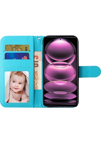 Xiaomi Poco X5 Pro 5g/redmi Note 12 Pro Hız 5g/not 12 Pro 5g 3D Desenli Baskı Telefon Kılıfı Pu Deri Cüzdan Stand Anti-Drop Kapak-Başlık Gökyüzü (Yurt Dışından) modelleri