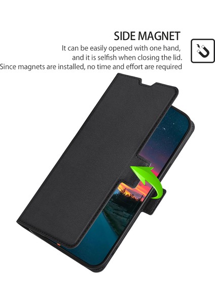 Xiaomi Için Redmi Note 12 4g Pu Deri Kılıf Kart Yuvası Stand Flip Telefon Kapağı Black (Yurt Dışından)