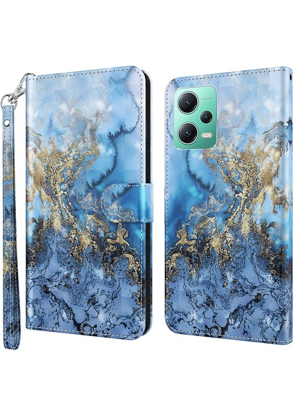 Xiaomi Redmi Için Note 12 5g (Çin)/(Hindistan)/(Global)/poco X5 5g Deri Telefon Kılıfı 3D Desen Baskı Stand Standı Cüzdan Bauhinia Vadisi (Yurt Dışından)